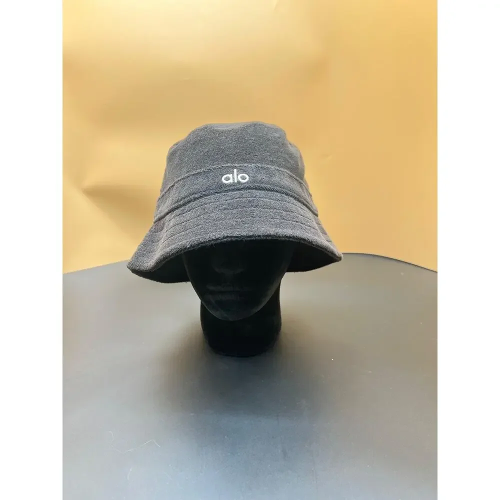 Alo Yoga Terry Beachside Bucket Hats Unisex One Size Black Cotton Outdoor Summer - Picture 7 of 7